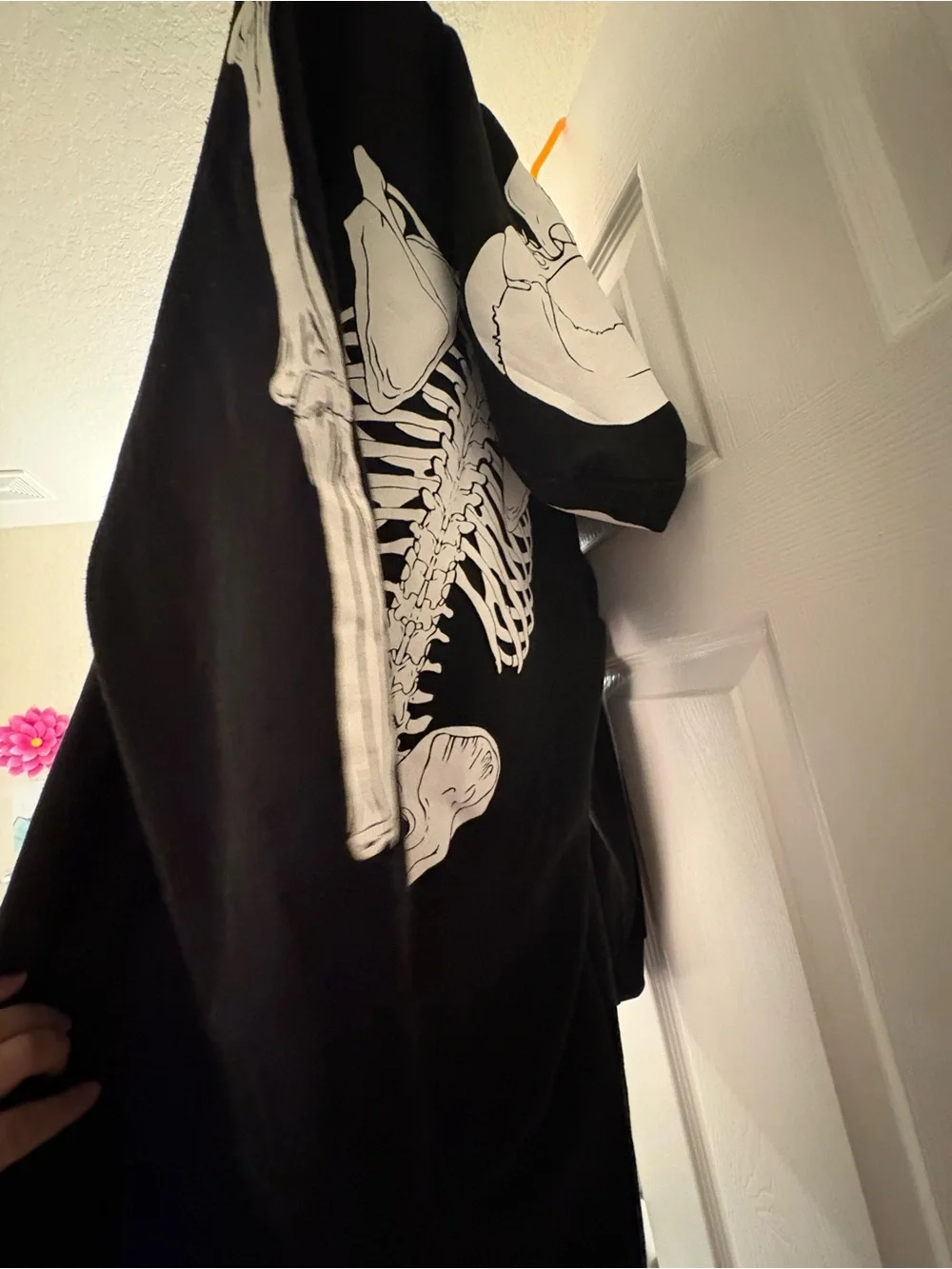 Posh Peanut Black Skeleton “Classic Skelly” One-Piece Zip Hooded Bodysuit 10/12Y